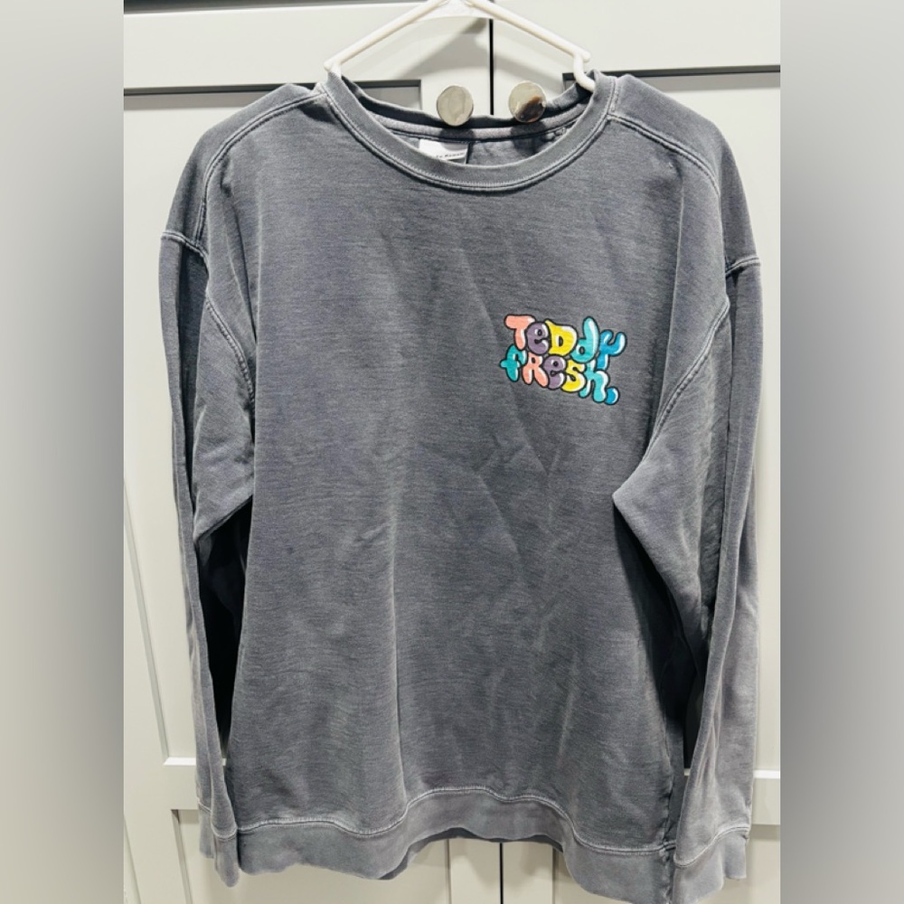 Teddy Fresh Blue Graphic Crewneck Spell Out Sz L Rare